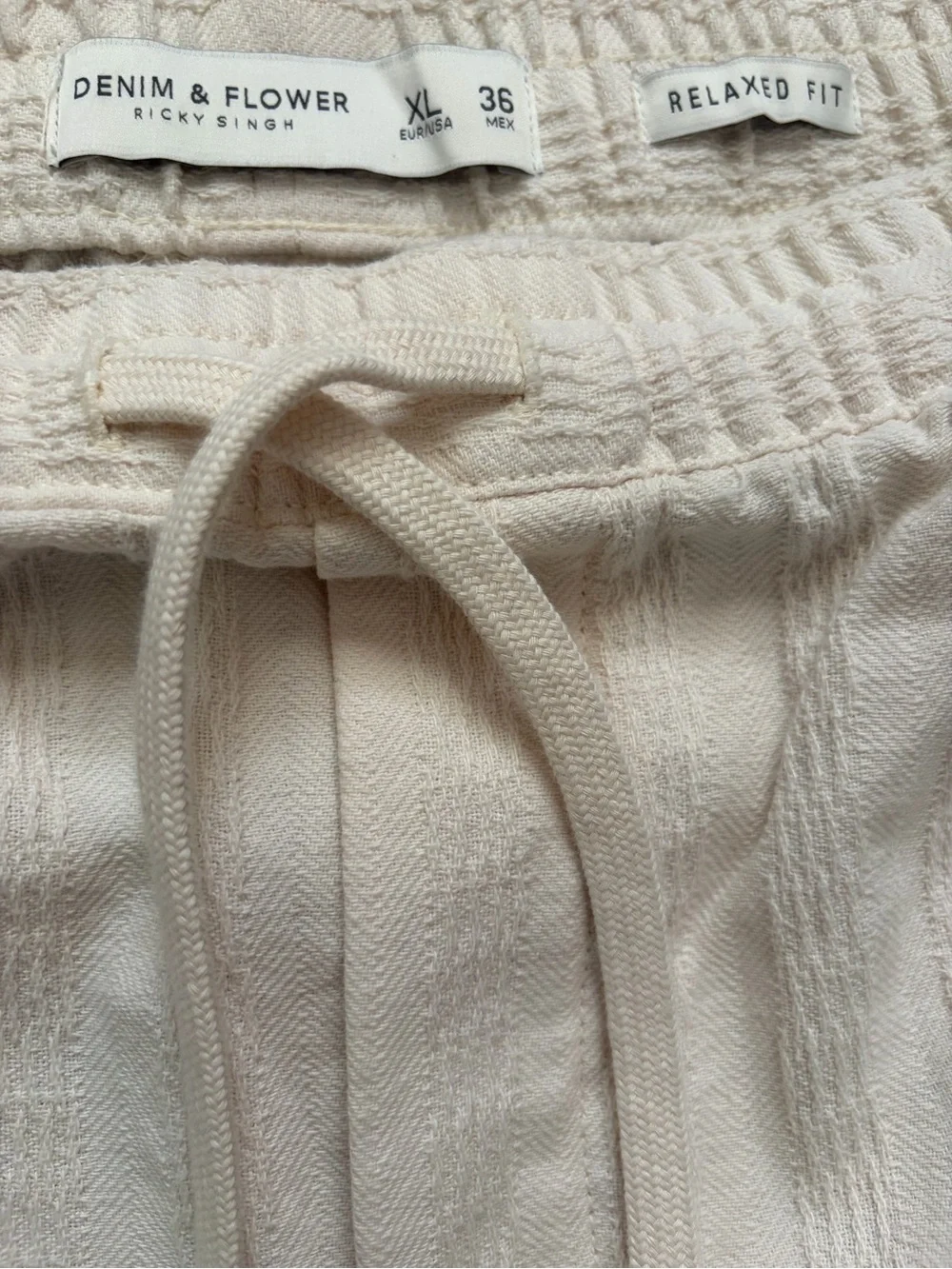 Denim & Flower Cream Knit Drawstring Joggers